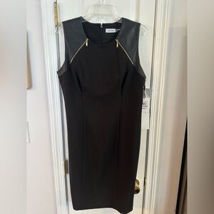 NWT - Calvin Klein Black Mini Dress with Gold Zipper Accents